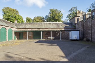 General view from the west showing courtyard at Stables, Brechin Castle.