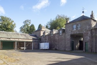 General view from the north-west showing courtyard at Stables, Brechin Castle.