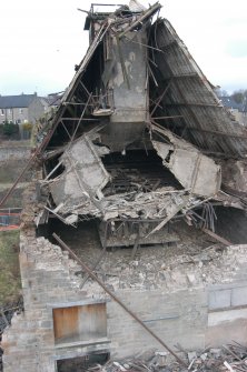 Demolition watching brief, S-facing elevation removed to first floor level, Pathbrae Maltings Building, Kirkliston