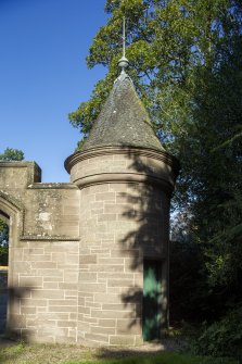 Detail of turret at Brechin Castle Lodge and Gates, 25 Castle Street, Brechin.