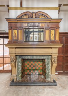 Interior.  Ground floor.  Hallway.  Detail of fireplace.