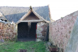 Standing building survey, Entrance and roof trusses above Unit 2, Polwarth Crofts, Scottish Borders