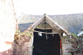 Standing building survey, Roof trusses above the doorway into Unit 1, Polwarth Crofts, Scottish Borders