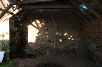 Standing building survey, Interior shot of the S-facing gable wall, Polwarth Crofts, Scottish Borders