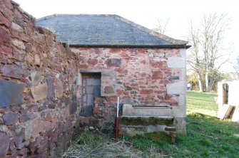 Standing building survey, E-facing elevation of the former feed storage shed, Polwarth Crofts, Scottish Borders