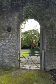 View from north showing arched entrance to garden, Brechin Castle. 