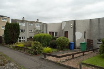 View from north-west showing rear elevation of Nos 63-69 (left) and front elevation of Nos 71 and 73 Golfdrum Street, Dunfermline