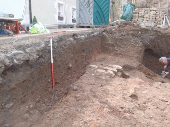 Watching brief, NE-facing section below Smiths Wynd (J-I), Ground to the rear of 51A/51B High Street, Jedburgh, Scottish Borders