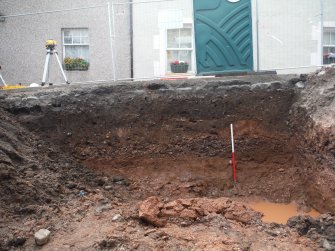 Watching brief, NE facing Section I-J beneath Smiths Wynd, Ground to the rear of 51A/51B High Street, Jedburgh, Scottish Borders