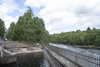 View from south east showing where discharged water from turbines empties into escape culverts and into the River Tummel