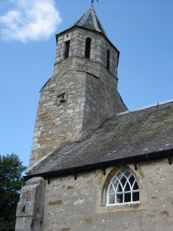 View of steeple, Pencaitland Parish Church and Burial Ground, Easter Pencaitland.