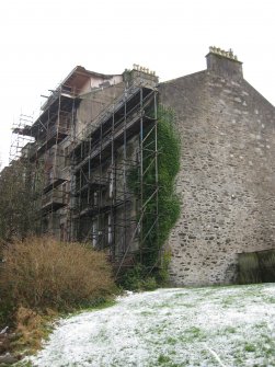 View from west showing rear elevation of Nos 10-18 Castle Street, Port Bannatyne, Bute.