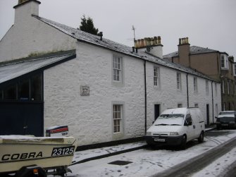 General view from east showing Saltire Place, Nos 41 and 43 Castle Street, Port Bannatyne, Bute.