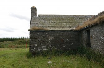 Standing building survey, Cottage, NW-facing (rear) wall, Stroupster Farm, Caithness