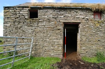 Standing building survey, Unit 7, SE-facing (courtyard) elevation, Stroupster Farm, Caithness