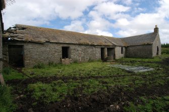 Standing building survey, General view of the cottage and adjoining buildings, Stroupster Farm, Caithness