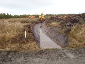 Watching brief, Ditch dug around NW extremity of Borrow Pits overburden storage, Construction, Stroupster Farm, Caithness