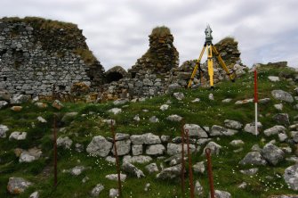 Historic building survey, Churchyard boundary wall, interior consecutive shots, Teampull na Trionaid, Cairinis, North Uist, Western Isles