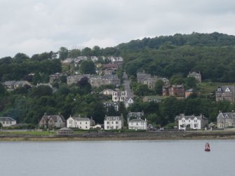 General view from east showing Craigmore Road and Craigmore area, Rothesay, Bute.