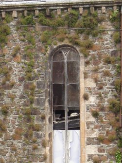 Detail of window on south-east elevation of West Free Church, Argyle Street, Rothesay, Bute.