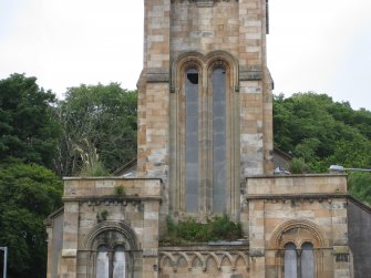 Detail of north-east elevation of West Free Church, Argyle Street, Rothesay, Bute.