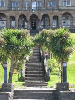 View from north-west showing staircase leading up to Glenburn Hotel, Glenburn Road, Craigmore, Rothesay, Bute.