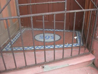 Detail of tiled floor in entrance to Masonic Lodge, No 3 Chapelhill Road, Rothesay, Bute.