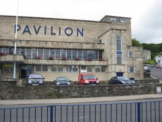 View from east showing Rothesay Pavilion, Argyle Street, Rothesay, Bute.