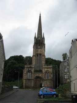 View from north-east showing main elevation of West Free Church, Argyle Street, Rothesay, Bute.