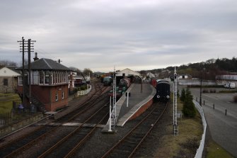 View from north-west showing Railway Station, Dock Street, Bo'ness.