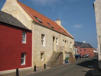 View from south-east showing Nos 10 and 12 Lamer Street, Dunbar.