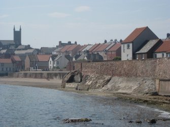 View from north-east showing Shore Street, Nos 1-7 Old Harbour, Lamer Court and Lamer Street, Dunbar.
