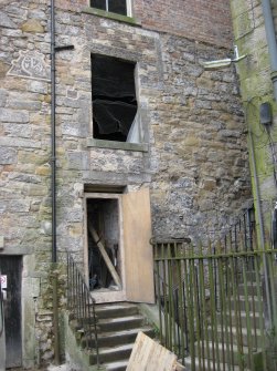 View of entrance doorway in west elevation of 21 Queen Anne Street, Dunfermline.
