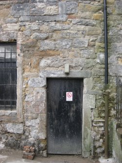 Detail of blocked doorway on west elevation of 21 Queen Anne Street, Dunfermline.