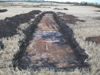 Archaeological evaluation, Trench 12 Post-Excavation, showing visible plough scars, Site 13, Borders Railway Project