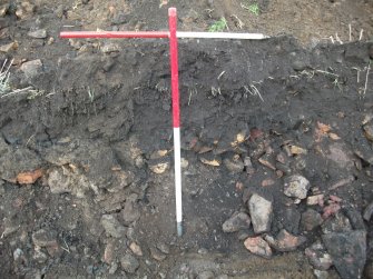 Archaeological evaluation, Trench 7 Detail of made ground in S section, Site 14, Borders Railway Project