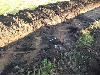 Archaeological evaluation, Trench 9 Shot of bands of lignite at N end of trench, Site 14, Borders Railway Project