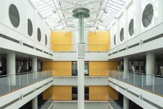 Interior view showing atrium at first-floor level of Nos 113-115 Dundas Street, Edinburgh.