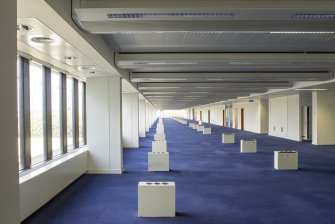 Interior view showing open plan office space on first floor of No 105 Dundas Street, Edinburgh.