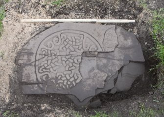 View of carved stone (with scale.)