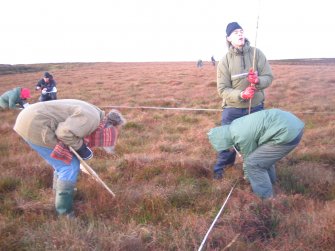 Ground penetrating radar survey, Members of CAT and YAT working at Oliclate Site A, Loch of Yarrows, Highland