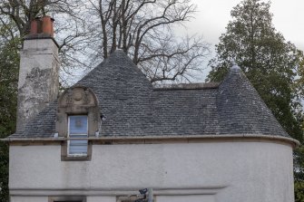 Exterior.  West facade.  View of roof. 