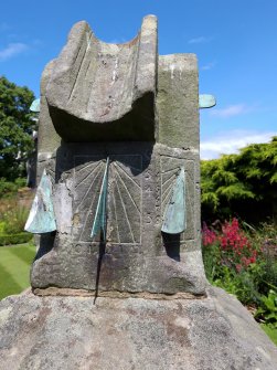 Detail of top of sundial viewed from SSE.