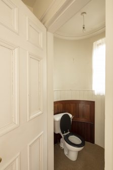 Interior view showing turret WC on first floor, Brechin Castle.