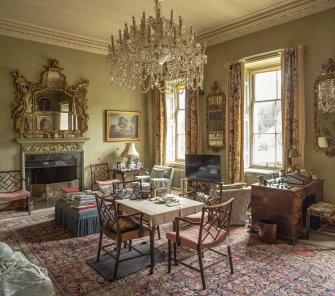 Interior view showing small Drawing Room on first floor, Brechin Castle.