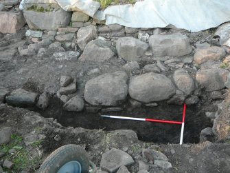 Outermost wall, in front, outer outer wall behind and broch outer wall face just visible at back