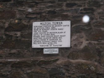 Cultural heritage assessment, Plaque on Milton Tower, Hill of Towie II Wind Farm