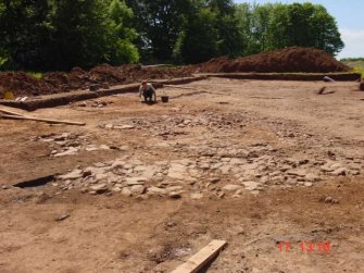 Excavation, SS1 paving and cobbles, Whittingehame Tower, Traprain Law Environs project Phase 2, East Lothian