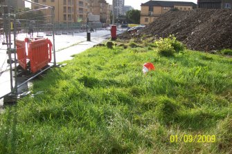 Archaeological evaluation, Test pit 1, Pre-excavation shot of test-pit, Anderston, Glasgow