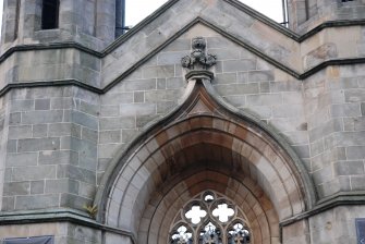 Standing building recording, E elevation, Ogee detail, Mariner's Church (St Ninians Church), Commercial Street, Leith, Edinburgh